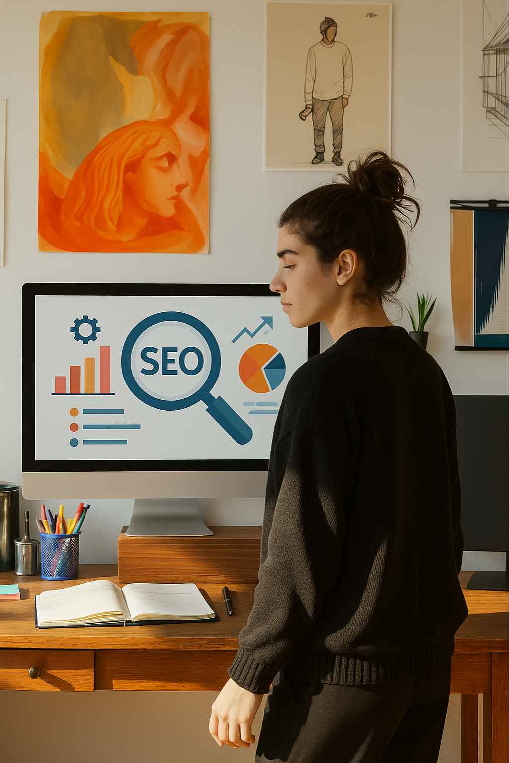 girl searching seo